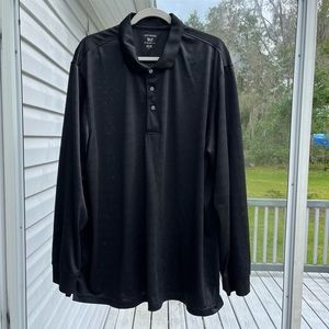 Mens Long Sleeve Polo Shirt, black, Sz 2XL